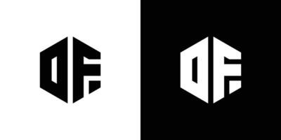 brev d f polygon, hexagonal minimal och professionell logotyp design på svart och vit bakgrund vektor