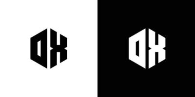 brev d x polygon, hexagonal minimal och professionell logotyp design på svart och vit bakgrund vektor