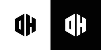 brev d h polygon, hexagonal minimal och professionell logotyp design på svart och vit bakgrund vektor