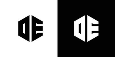 brev d e polygon, hexagonal minimal och professionell logotyp design på svart och vit bakgrund vektor