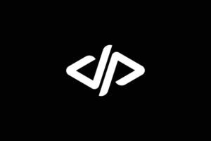 kreativ och professionell första brev d p koda logotyp design mall på svart bakgrund vektor