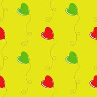Farbe nahtlose Muster aus roten und grünen Luftballons auf gelbem Grund. einfache flache vektorillustration. geeignet für Tapeten, Stoffe, Geschenkpapier, Abdeckungen. vektor