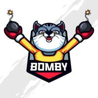 böse Katze Bomber Maskottchen Logo vektor