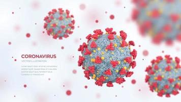 Coronavirus Covid-19-Zellen. gefährliche Corona-Virus-Infektionskrankheit unter dem Mikroskop. Mikroskopische Ansicht von Viruszellen aus nächster Nähe. Sars-Pandemie und Ansteckungsrisiko. Realistische 3D-Darstellung. vektor