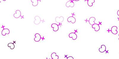 ljuslila, rosa vektorbakgrund med kvinnans kraftsymboler. vektor