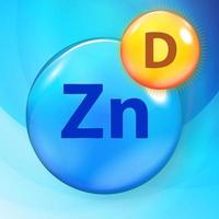 Mineral Zn Zink blau glänzende Pille Kapsel Symbol Vitamin d. Vektor-Illustration vektor