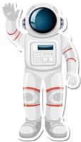 Astronauten- oder Raumfahrer-Cartoon-Figur im Aufkleberstil vektor