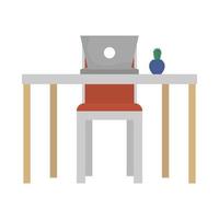 isolierter Schreibtisch mit Laptop-Vektor-Design vektor