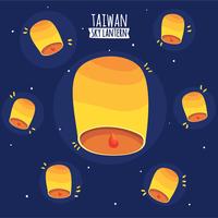 Taiwan Sky Lantern Bakgrund Vector