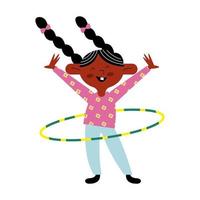 glückliches kleines Mädchen, das mit Hula-Hula-Charakter spielt vektor