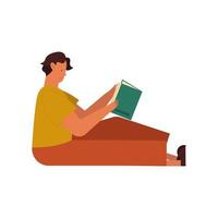 Junge sitzt und liest ein Buch-Vektor-Design vektor