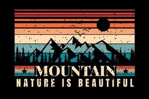 T-Shirt Silhouette Berg Natur schöner Retro-Vintage-Stil vektor