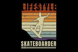 T-Shirt Silhouette Skateboarder Lifestyle Retro Vintage vektor