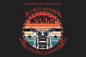 T-Shirt Typografie Motorrad Silhouette Retro-Stil vektor