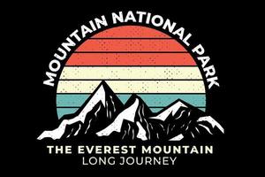 T-Shirt Silhouette Berg Nationalpark Retro-Stil vektor