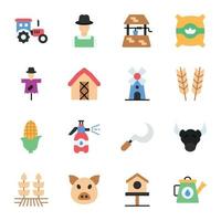 Landwirtschaft flache Icons Sets vektor