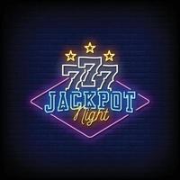 Jackpot-Nacht-Leuchtreklamen-Stil-Text-Vektor vektor