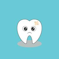 söt dålig tand. dental hälsa vård begrepp. tecknad serie vektor illustration.