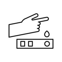 Finger mit Blutstropfen und Symbol für die Testlinie vektor