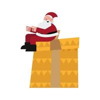 Weihnachtsmann sitzt im Geschenk vektor