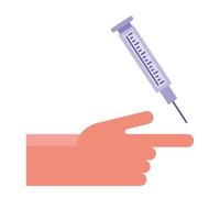 Hand mit medizinischer flacher Ikone des Injektionsimpfstoffs vektor