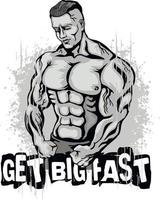 motivierendes T-Shirt-Design mit Bodybuilder vektor