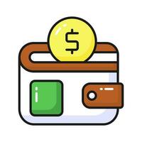 platt vektor av kontanter plånbok, ikon av plånbok har valuta i redigerbar stil