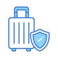 säkerhet skydda på attache fall betecknar vektor av bagage säkerhet, bagage försäkring ikon