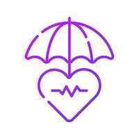 Herzschlag Wellen auf Herz unter Regenschirm, Konzept Symbol von Gesundheit Versicherung, Herz Pflege Vektor