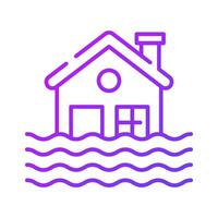 Haus Gebäude schwebend auf Wasser, bezeichnet Konzept Symbol von natürlich Katastrophe, Vektor von Flut