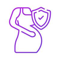 schwanger Frau mit Schutz Schild, Mutterschaft Versicherung und Schwangerschaft Pflege Konzept Symbol vektor