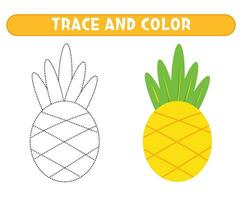 Spur und Farbe Ananas. Arbeitsblatt zum Kinder vektor