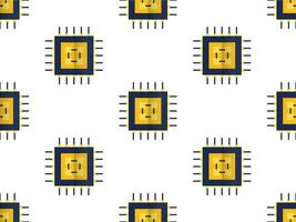 ein nahtlos Muster mit ein Gelb und Blau Computer Chip vektor