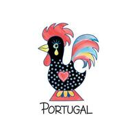 symbol av lissabon portugal. barcelos portugisiska dekorerad tupp. vektor vattenfärgad illustration.