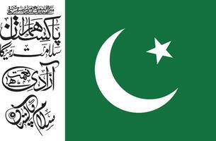 Pakistan Flagge mit schön Pakistan Unabhängigkeit Tag Kalligraphie vektor