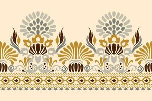 ikat blommig paisley broderi på grädde bakgrund.ikat etnisk orientalisk mönster traditionell.aztec stil abstrakt vektor illustration.design för textur, tyg, kläder, inslagning, dekoration, sarong, halsduk