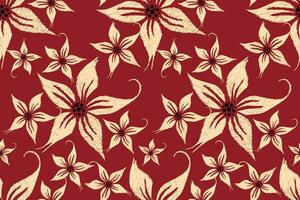 Ikat Blumen- Paisley Stickerei auf rot hintergrund.ikat ethnisch orientalisch nahtlos Muster traditionell.aztekisch Stil abstrakt Vektor illustration.design zum Textur, Stoff, Kleidung, Verpackung, Dekoration, Schal