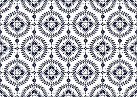 geometrisk och blomma etnisk tyg mönster på blå bakgrund för trasa matta tapet bakgrund omslag etc. vektor