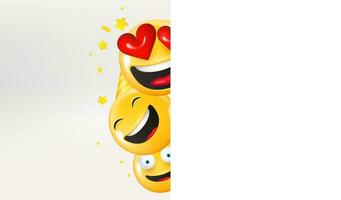 söt Lycklig emojis ser på du. Semester begrepp. 3d vektor illustration med kopia Plats