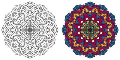 abstrakt mandala blommig prydnad, färgglad modern mandala design ,mandala linje illustration vektor