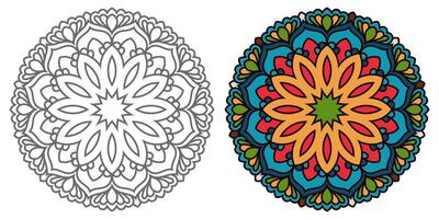 abstrakt mandala blommig prydnad, färgglad modern mandala design ,mandala linje illustration vektor