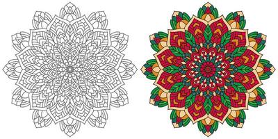 abstrakt mandala blommig prydnad, färgglad modern mandala design ,mandala linje illustration vektor