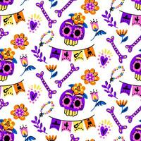 Muertos Muster mit ein Schädel. das Tag von das tot Urlaub im Mexiko. ein Gesicht im das bilden von ein Schädel mit ein Blumen- Muster. Blumen- nahtlos Hintergrund. nahtlos Muster zum Halloween. Tag von das tot vektor