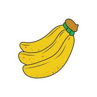 Kinder Zeichnung Karikatur Vektor Illustration drei reif Bananen Obst Symbol isoliert auf Weiß Hintergrund
