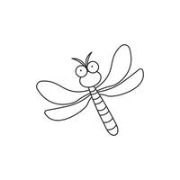 Hand gezeichnet Kinder Zeichnung Karikatur Vektor Illustration Libelle Symbol isoliert auf Weiß Hintergrund