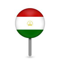 Kartenzeiger mit Land Tadschikistan. Tadschikistan-Flagge. Vektor-Illustration. vektor