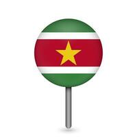 kartenzeiger mit land suriname. Surinam-Flagge. Vektor-Illustration. vektor