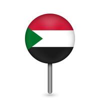Kartenzeiger mit Land Sudan. Sudan-Flagge. Vektor-Illustration. vektor