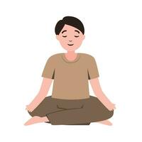 Mann oder Junge üben Meditation oder tun Yoga. Achtsamkeit und mental Gesundheit zum Illustration vektor