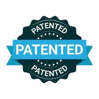 patentiert Briefmarke, patentiert Abzeichen, Gummi Briefmarke, Patent genehmigt Etikett, zertifiziert Symbol, Logo, retro, Jahrgang, Patent angewendet Symbol, intellektuell Eigentum Vektor Illustration mit Grunge Textur
